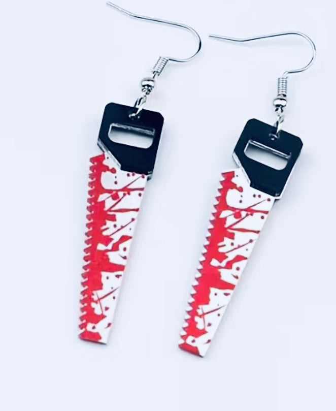 bloody saw earrings